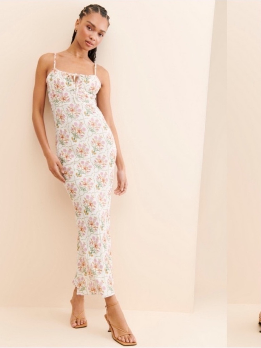 Favorite Daughter Dress The One That Got Away Maxi Slip in Mosaic Floral Pink - Picture 2 of 10